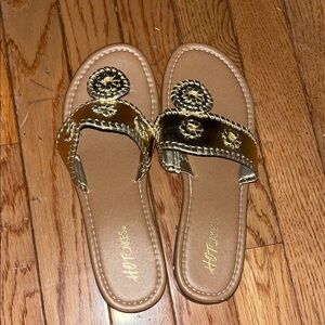 Hot Cakes Metallic Gold and Tan Sandals